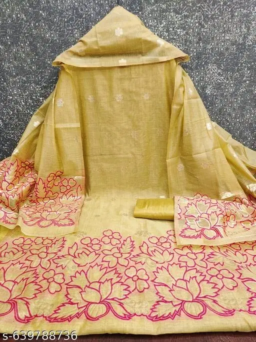 Embellished Anarkali Suit for Women (Yellow, 6.45 meter (XL)