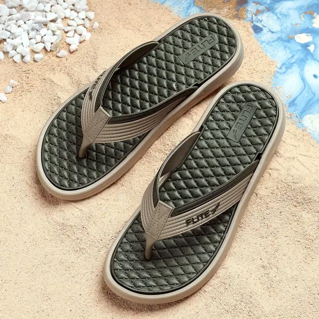 FLITE Casual Slippers for Men (Khaki, 7 UK/India)