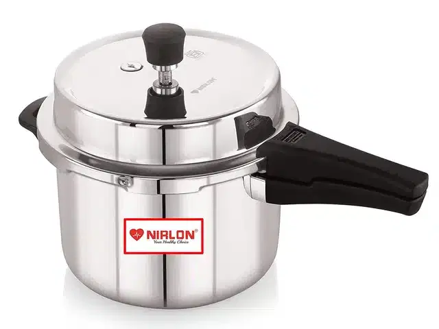 Nirlon Stainless Steel Outer Lid Pressure Cooker, Silver & Black, 3 L