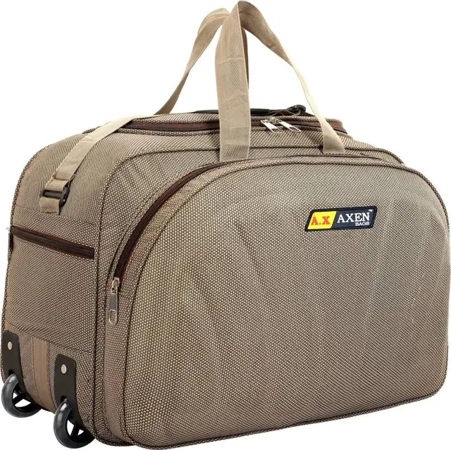 Polyester Trolley Duffel Bag, Brown, 60 L