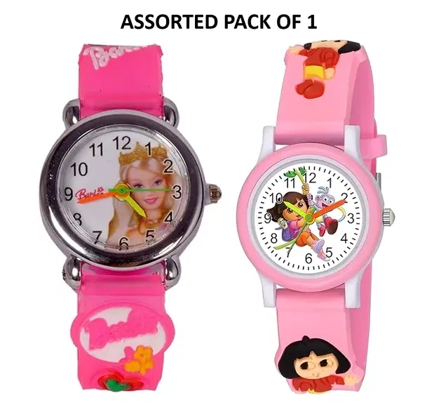 Silicon Analog Watch for Girls, Pink