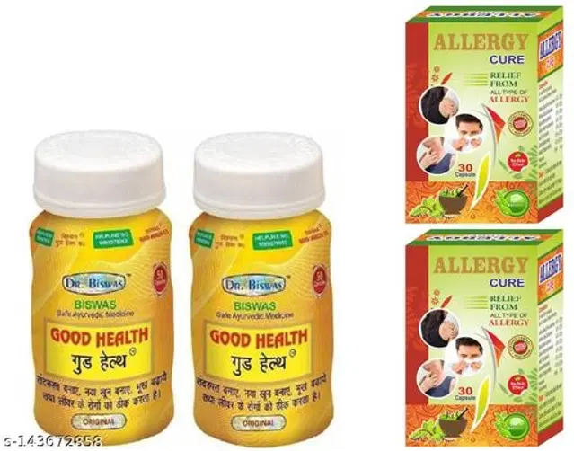 Dr. Biswas Good Health Capsule & Allergy Cure Capsule For Genarel Health And Allergy Care, Pack Of 4