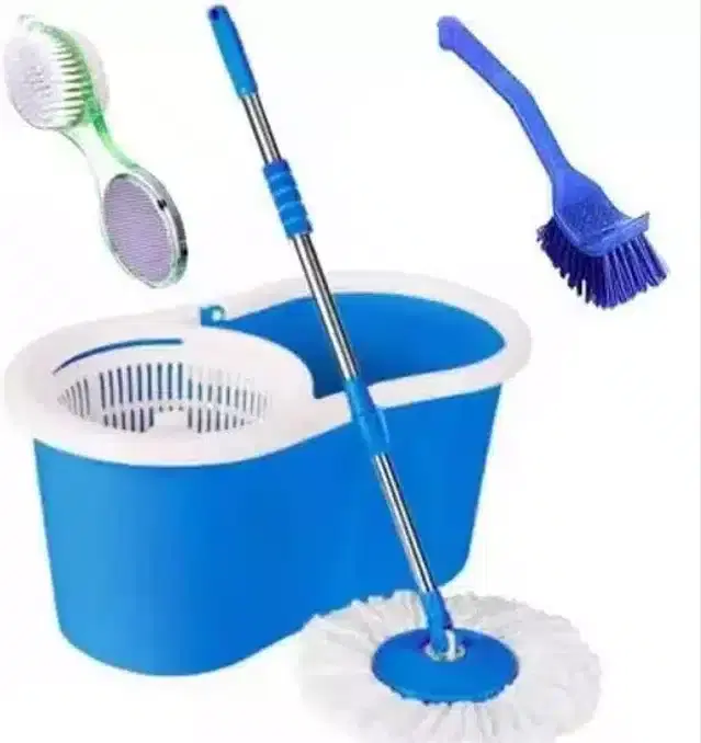 Bucket Mop with Refill & Cleaning Accessories, Set of 4, Blue