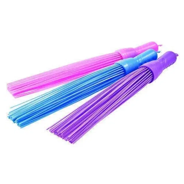 Plastic Brooms Bathroom & Home Floor Cleaning, Multicolor, Pack of 3