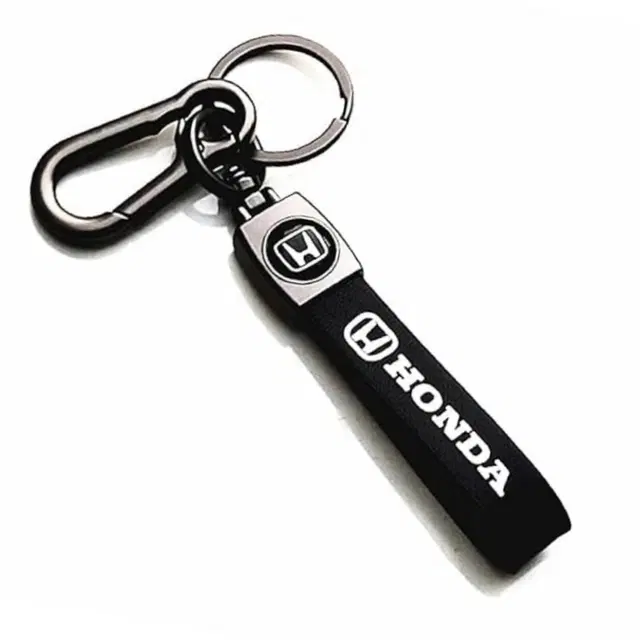 Dashing Honda Leather Keychain for Bike & Car, Black