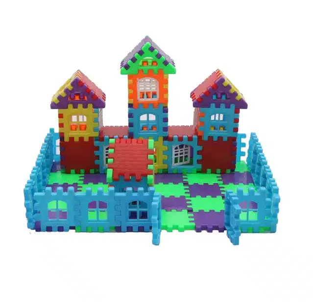 Plastic Educational Big House 92 Pcs Building Blocks Toy Set for Kids, Multicolor