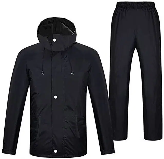 Men's Solid Raincoat [Black, Free Size]