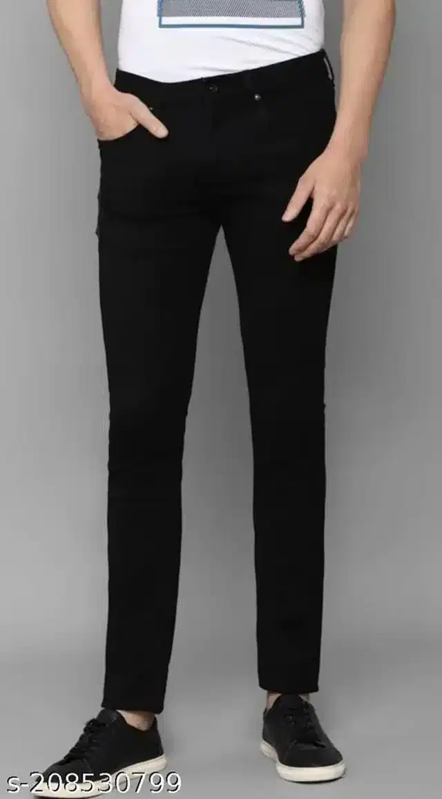 Cotton Jeans for Men (Black, 28)