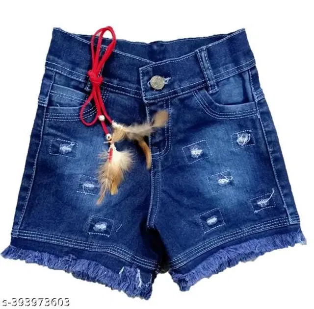 Denim Shorts for Girls (Blue, 1-2 Years)