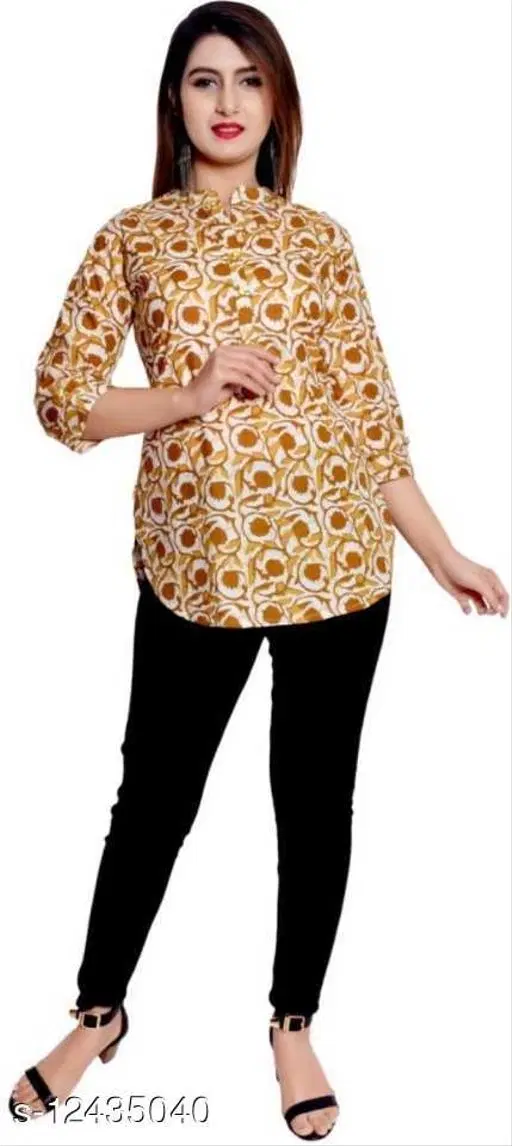 Rayon Kurti For Women, Yellow (S)