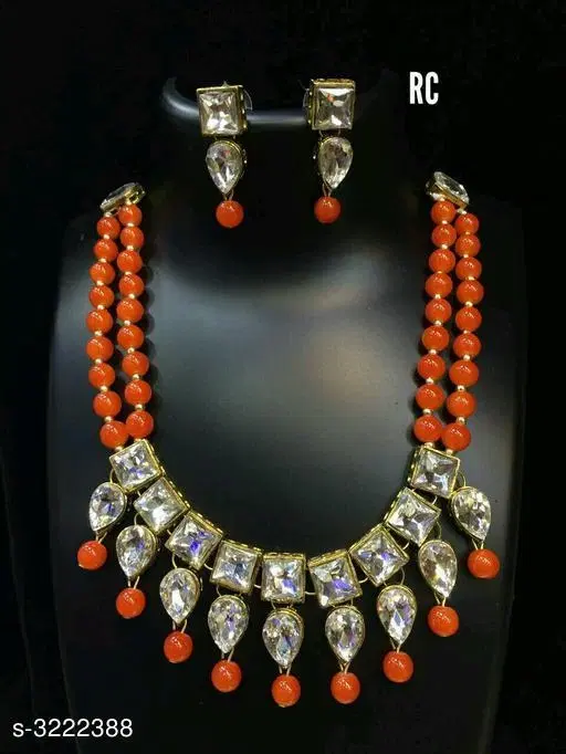 Women'S Alloy Gold Plated Jewellery Set for Women, Orange