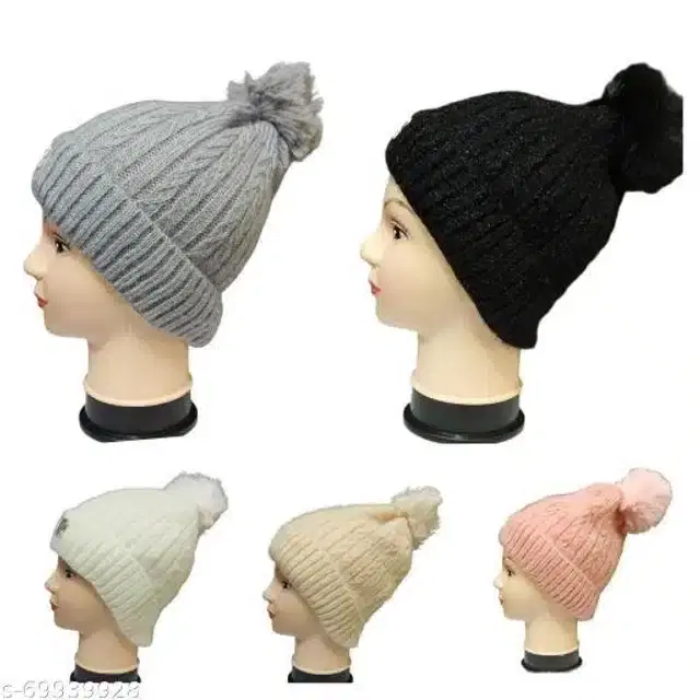 Woolen Cap for Women, Pack of 1 (Assorted)