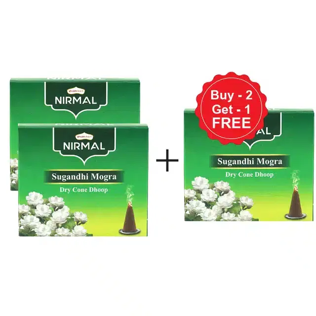 Shubhkart Nirmal Mogra Dry Cone Dhoop 3X10 Pc (Buy 2 Get 1 Free)