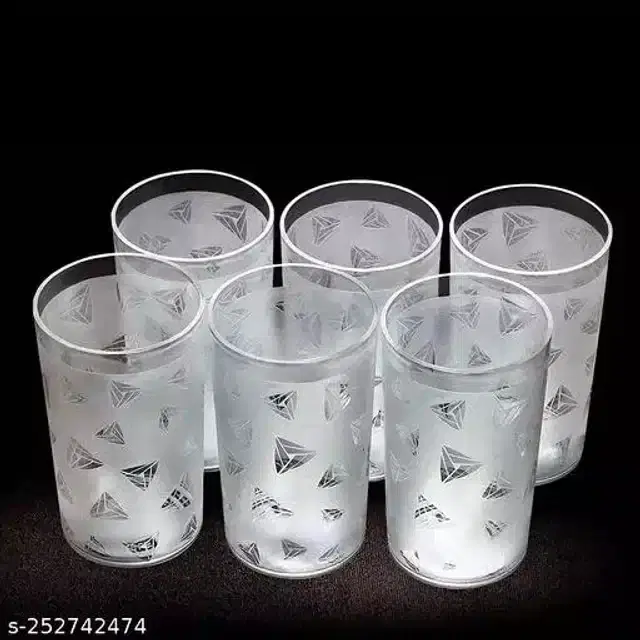 Plastic Drinking Glass, White, Pack of 6