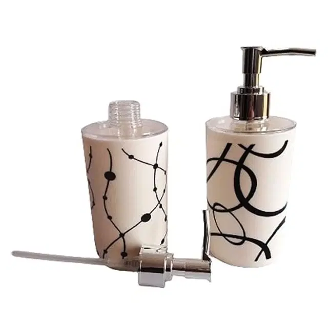 Plastic Long Lasting Liquid Soap Dispenser, White, 350 ml, Pack of 2