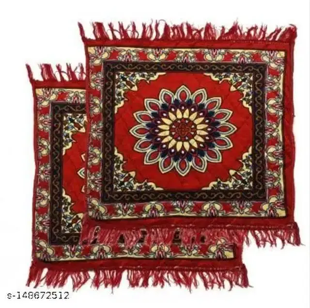 Velvet Pooja Mats for Home, Multicolor, Pack of 2