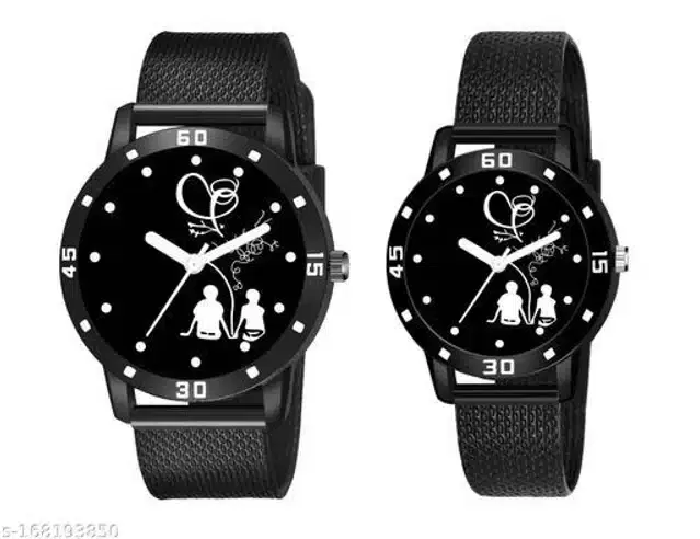 Couple Analog Watches, Set of 2 (Black)