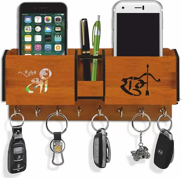 Fancy Wooden Key Holder, Tan, HC-004