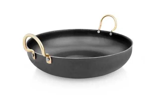 BRODEES Iron Kadahi 27 Cm Dia Flat Bottom Kadhai 27 cm diameter, 3.5 L capacity, Iron, A-12