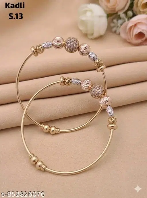 American Diamond Kadali for Women (Rose Gold Plated, Gold, Free Size)