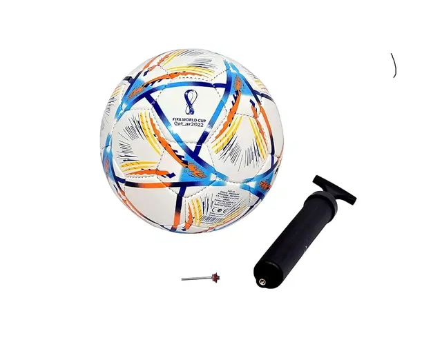 World Cup Hand Stitched Football with Air Pump,Size:-5 (Pack of 1) Multicolor