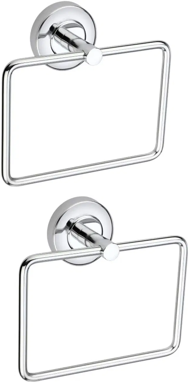 Stainless Steel Multipurpose Towel Ring with Wall Flange, Silver, Set of 2