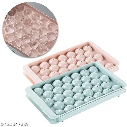 Plastic Honeycomb Shape 33 Cavity Ice Cube Mould, Blue & Pink, Pack of 2