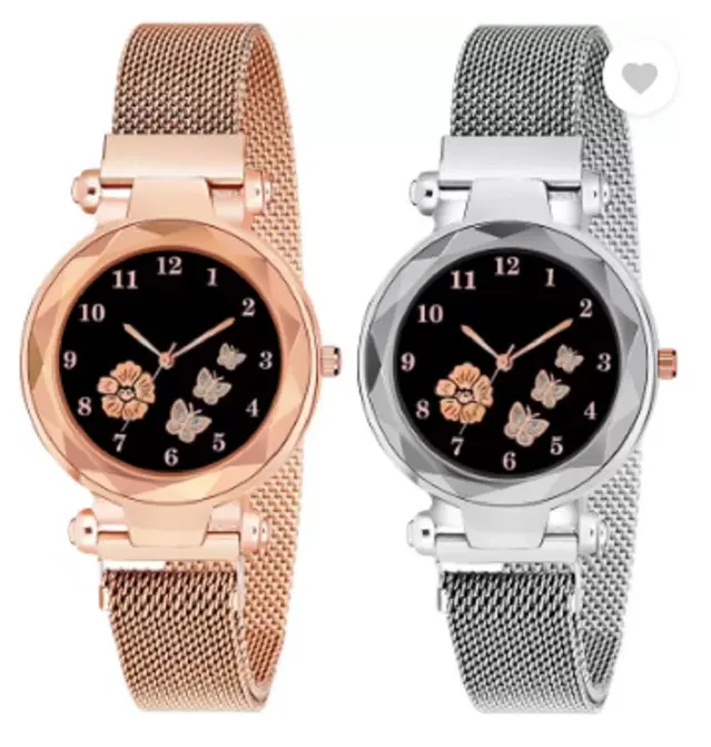 Analog Watch for Women & Girls, Pack of 2 (Multicolor)