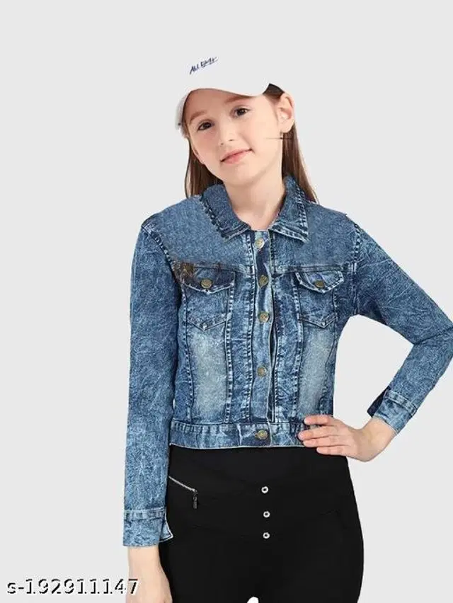 Denim Jacket for Girls (Blue, 5-6 Years)