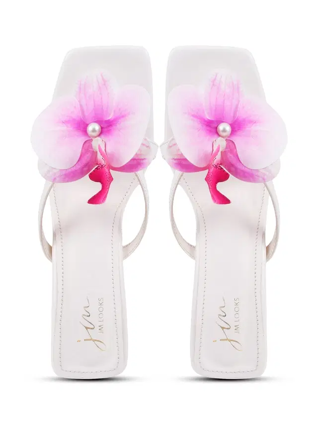 JM Looks Stylish Heels for Women (White, 5)