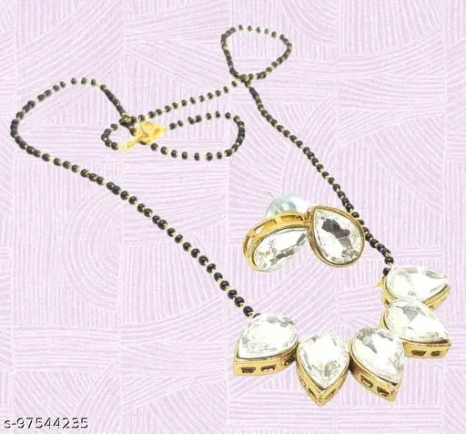 Alloy Mangalsutra With Earring for Women, White