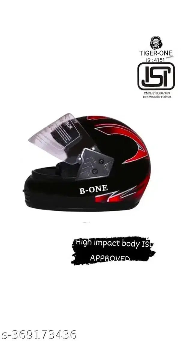 Full Face Helmet for Men & Women, Black & Red