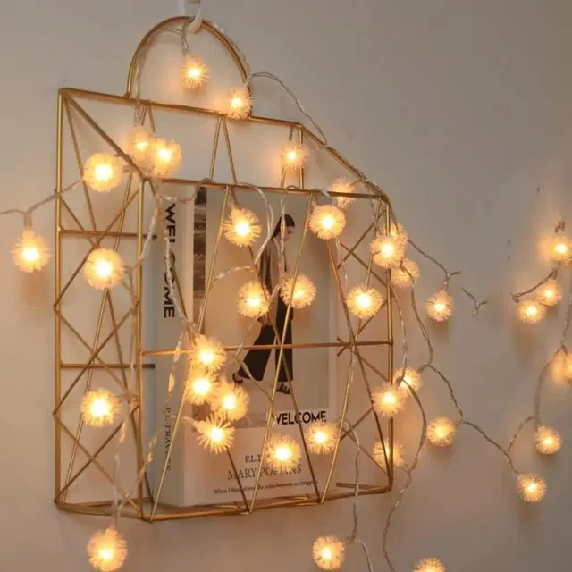 16 LEDs 2.5 m Yellow Snow Ball Fairy Light (Pack of 1)