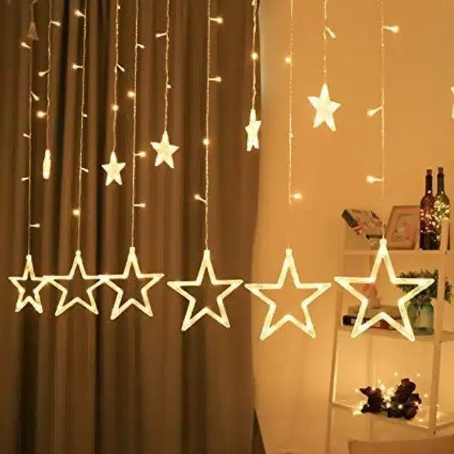 Stars LED Curtain String Lights for Festive Decoration, Multicolor, Set of 1
