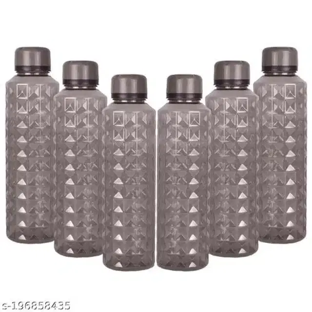 Water Bottle Set, Black, 1000 ml, Pack of 6