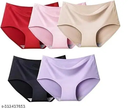Nylon Briefs for Women, Multicolour, Pack of 5 (L)