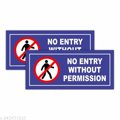 No Entry Stickers, Multicolor, 4x9 inches, Pack of 6