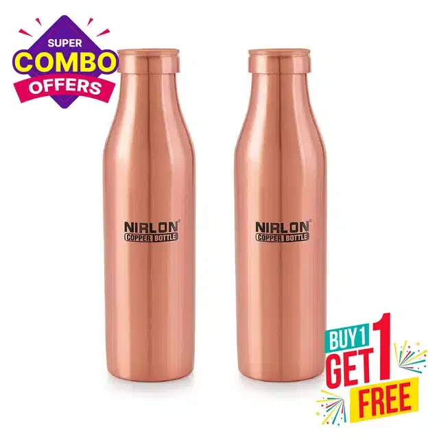 Copper Water Bottle, Pack of 2, 1000 ml