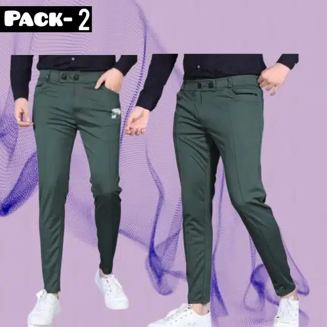 Lycra Jogger Track Pant for Men, Pack of 2 (Dark Grey, 32)