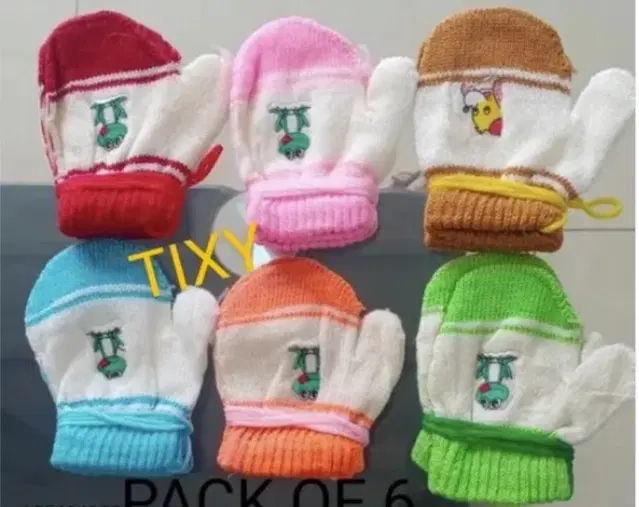 Woolen Gloves for Boys, Multicolour (Set of 6)