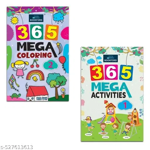 365 Mega Coloring 2 & 365 Mega Activity 1 Books For Kids Set Of 2 for kids