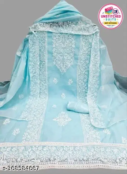 Embroidered Floral Patiala Suits for Women (Blue, Un Stitched)
