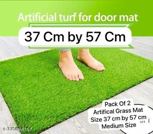 Artificial Grass Doormat, Green, 37x57 cm, Pack of 2
