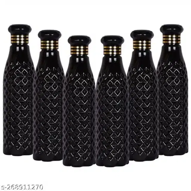Water Bottle Set, Black, 1000 ml, Pack of 6
