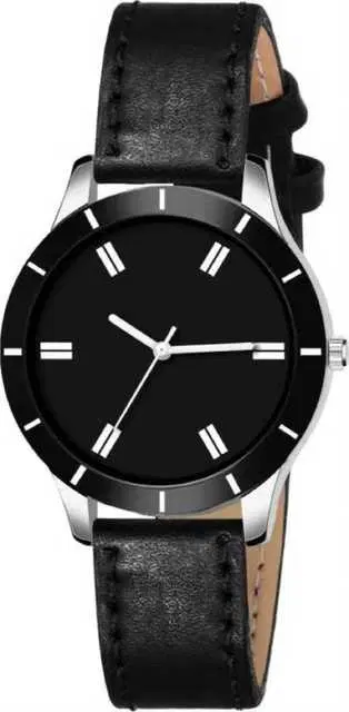 Casual Leather Analog Watch For Women (Black) (MP-75)
