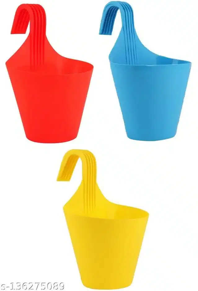 Plastic Hanging Planters, Multicolor, Pack of 3