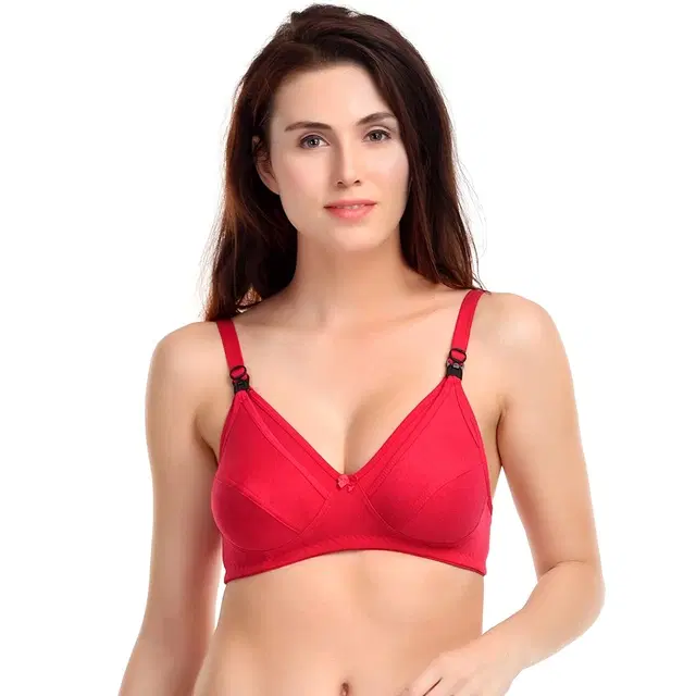Cotton Blend Solid Non Padded Feeding Bra for Women (Multicolor, 40)
