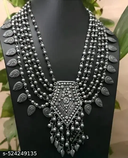 trending grey oxidized jewellery set for woemn