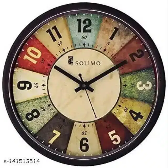Round Analog Wall Clock, Multicolor, 12x12 inches