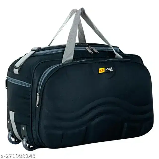 Polyester Trolley Duffel Bag for Men & Women, Black
